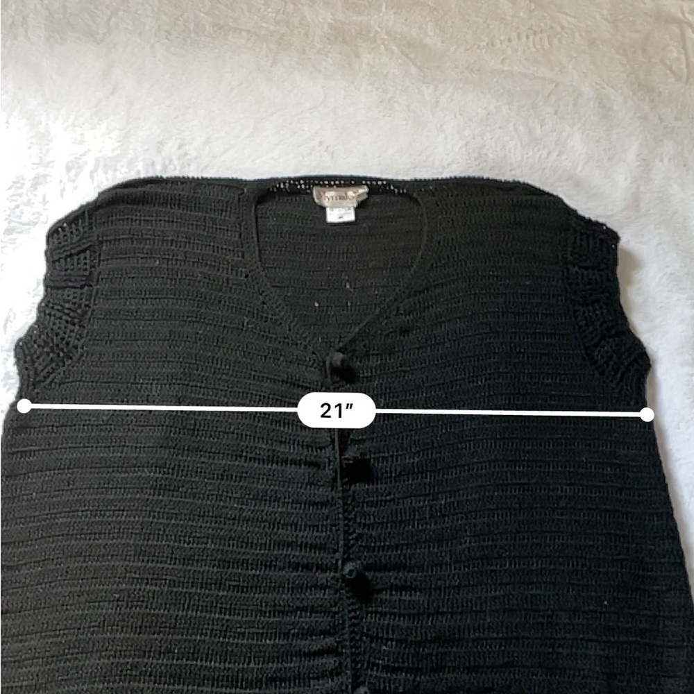 Vintage Black Crochet Knit Button-Up Top Women’s Size M Cotton Layering Piece - Picture 6 of 11